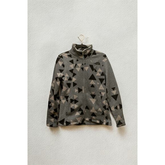 The North Face Women’s Geometric Fleece Zip-Up Jacket – Gray & Black (Size M) - Picture 2 of 4